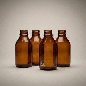 Amber Media Bottles, 500 mL, GL45 — 4 per pack, amber borosilicate glass