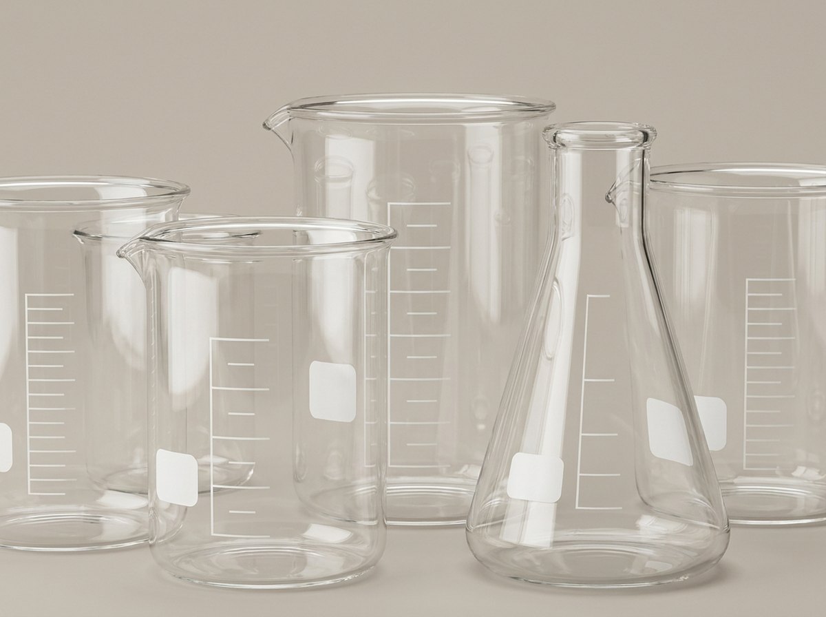 Glassware — Beakers, flasks, cylinders, GL45 bottles