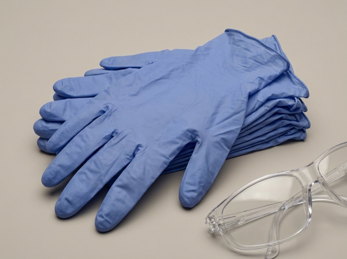 Gloves & PPE — Nitrile gloves, eye protection, coats