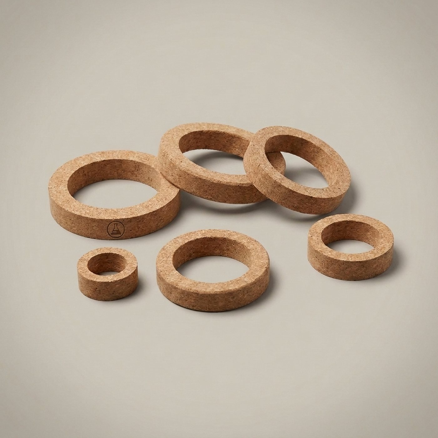 Cork Rings, Assorted — 6 rings, cork