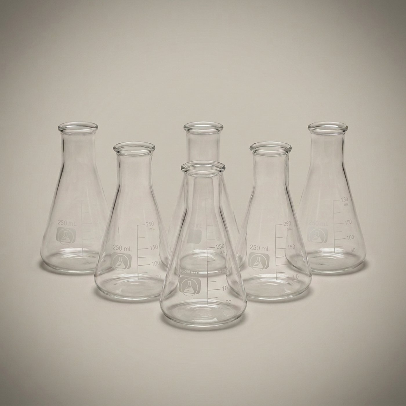 Erlenmeyer Flasks, 250 mL — 6 per pack, borosilicate glass