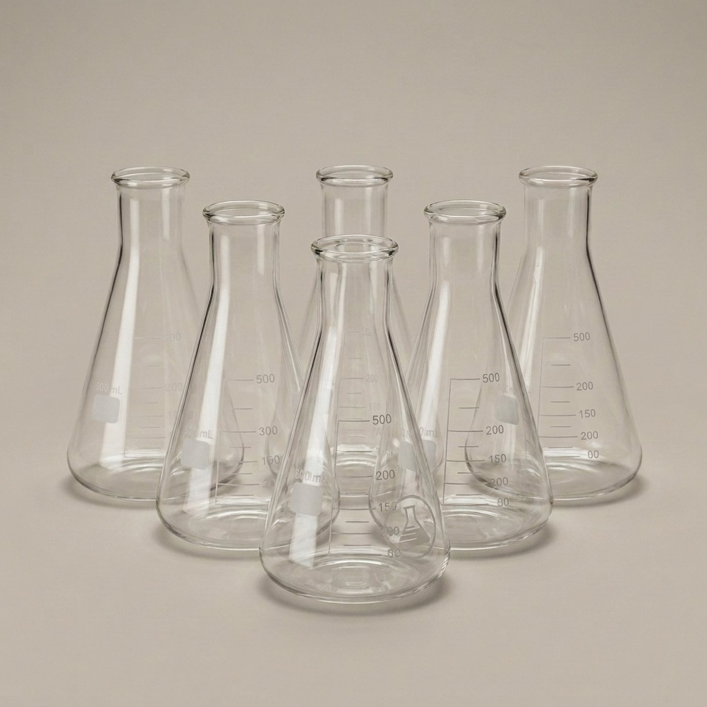 Erlenmeyer Flasks, 500 mL — 6 per pack, borosilicate glass
