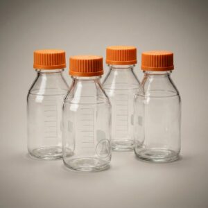 Media Bottles, 250 mL, GL45 — 4 per pack, borosilicate glass
