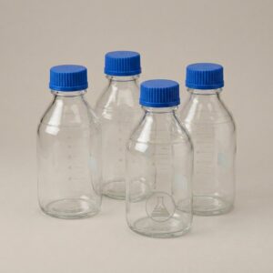 Media Bottles, 500 mL, GL45 — 4 per pack, borosilicate glass