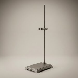 Retort Stand with Rod, 8 × 5 in Base — single, cast iron/steel