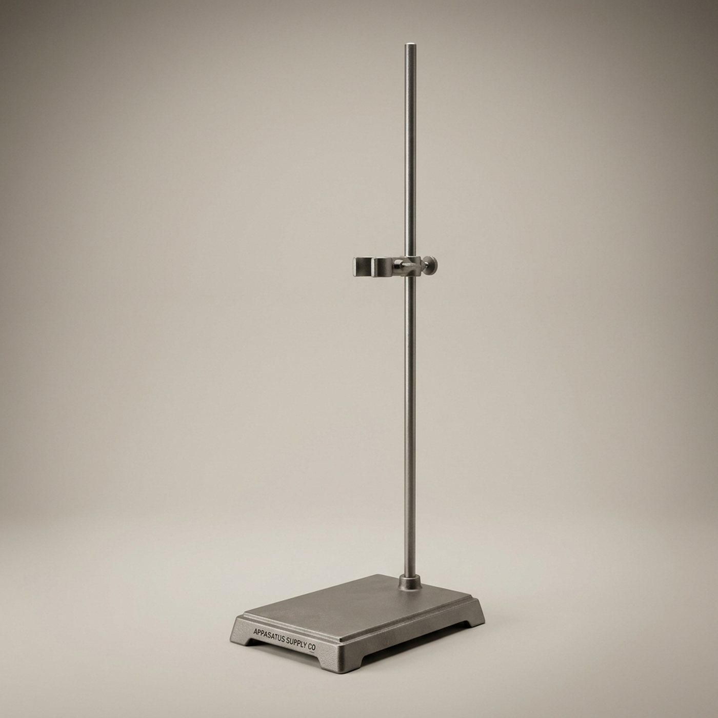 Retort Stand with Rod, 8 × 5 in Base — single, cast iron/steel